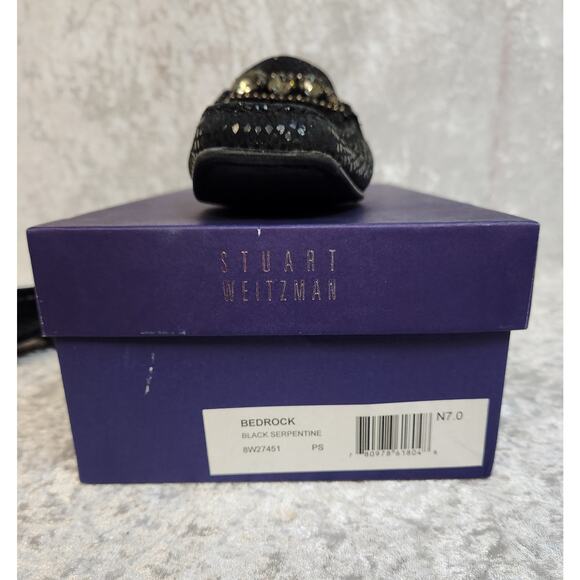Stuart Weitzman Bedrock Black Serpentine Flats-Size 7N - Picture 10 of 10